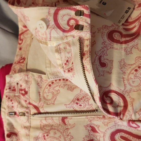Polo Jeans Company Pink White Paisley Crop Pants Size 6 NWT - Picture 10 of 13